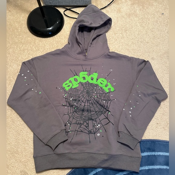 Sp5der Spider Hoodie Grey Green Small Men’s Young Thug Slime Green - Picture 1 of 4
